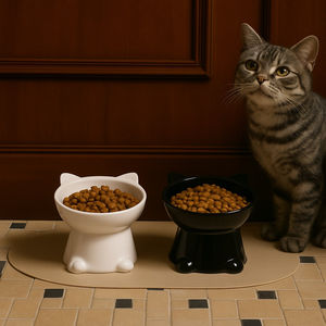 ชามเซรามิกสำหรับแมวแบบปากแบนและปากเฉียง, ชามน้ำสูงสำหรับแมว, ชามสัตว์เลี้ยงขนาดใหญ่ป้องกันการคว่ำแบบหรูหรา - Product Image 3