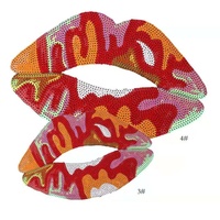 Patchs à paillettes rouges avec lèvres, 1 pièce, patchs brodés sur le fer ou à coudre à appliquer pour sac à dos et veste, broderie personnalisée 28x17cm