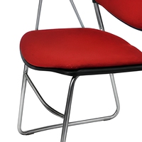 Chaise de formation moderne rouge avec tablette d'écriture et base en métal robuste pour salle de classe, salle de conférence, salle de formation