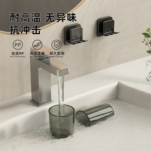 Soporte de pared para cepillos de dientes eléctricos, doble vaso, almacenamiento transparente, sin taladro, para baño y uso doméstico - Product Image 3