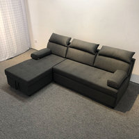 Maßgefertigtes Kunstleder-Ecksofa mit Kopfstütze und Staufach