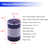 Kit moteur électrique étanche sans balais 60a, 3300/4000/4500kv, ESC, étanche
