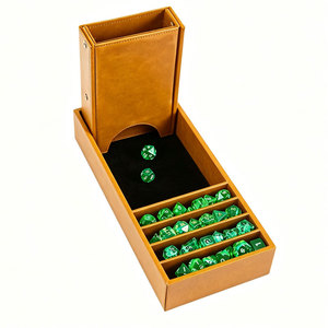 Tour à dés pliable en cuir PU 2-en-1 avec plateau de jeu et boîte à dés pour DND, idéal pour les magasins de jeux, les commandes en gros et la personnalisation de logo acceptée - Product Image 1