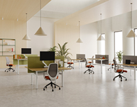 Bureau électrique réglable en hauteur OMNI moderne pour configurations multi-écrans et montage facile, écologique et durable