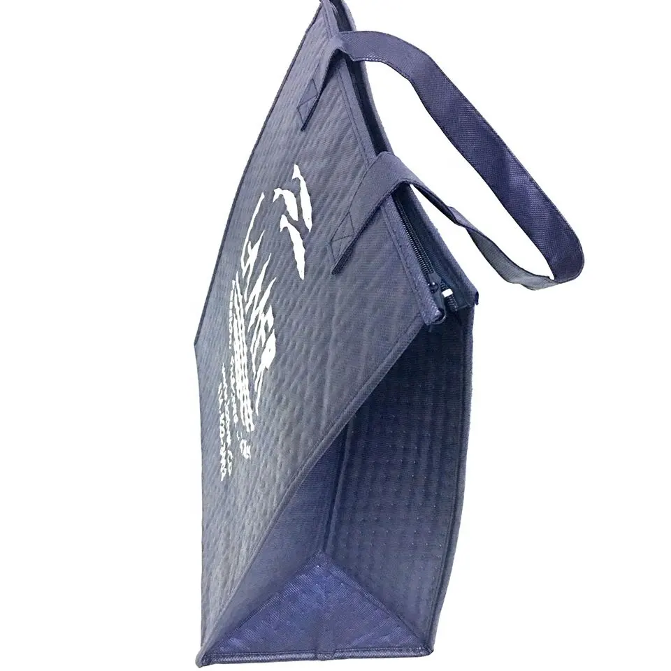 Custom Aluminum Foil Soft Cooler Bag Heavy Duty Non Woven Insulated Tote Bag With Zipper Thermal Insulated Food Bags