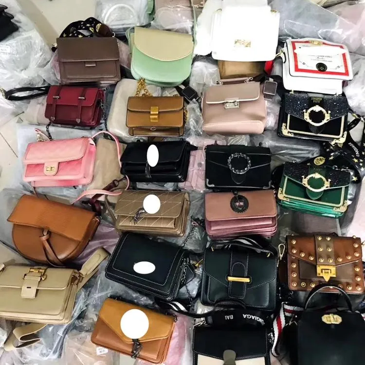 In Stock Women Handbags PU leather Pouch Shopping Tote Second Hand Handbags Cheap Liquidation Mix Designs