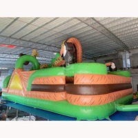 Grand toboggan gonflable commercial extérieur en PVC à double glissière, château gonflable, aire de jeux pour enfants, toboggan sec gonflable sur le thème des animaux