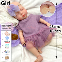 Poupées reborn en silicone souple et flexible, réalistes, 18 pouces, poupée fille nouveau-né, toucher de peau réelle, poupée artisanale pour les jeux d'enfants