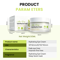 Crème hydratante pour les yeux à l'aloe vera 50 ml, squalane, hyaluronate de sodium, atténue les rides du contour des yeux, raffermissante, éclaircissante, pH équilibré, OEM ODM