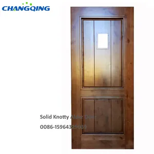 Pintu Depan Kayu Alder Simpul Interior & Eksterior Tunggal Pintu Kamar Ayunan Padat