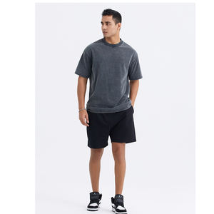 T-shirt à manches courtes vintage lavé 280G pour hommes, t-shirt de marque de mode de rue pour hommes en pur coton coupe ample - Product Image 6