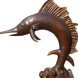 Artes de fundição de cobre feito à mão grande estátua de escultura de peixe bronze feito à mão para decoração do mar