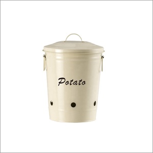 9.5L Lvory Metal Potato Storage Canister Metal Vegetable Storage Canister Set Onion Garlic Potato Canister