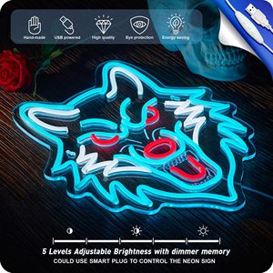 Letrero de Neón con Diseño de <span class=keywords><strong>Lobo</strong></span>, Luz LED, Alimentación USB, Decoración de Pared con Animales, Regalos de Navidad y Cumpleaños, Letreros de Neón Personalizados - Product Image 4