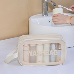 Bolsa <span class=keywords><strong>de</strong></span> cosméticos con letras <span class=keywords><strong>en</strong></span> inglés, bolsa <span class=keywords><strong>de</strong></span> cosméticos <span class=keywords><strong>de</strong></span> <span class=keywords><strong>viaje</strong></span> <span class=keywords><strong>de</strong></span> cuero PU <span class=keywords><strong>de</strong></span> PVC para maquillaje, champú, Gel <span class=keywords><strong>de</strong></span> ducha, bolsa <span class=keywords><strong>de</strong></span> lavado para campamento - Product Image 2