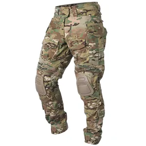 IDOGEAR Hombres G3 Camo Caza Paintball Pantalones tácticos al aire libre Pantalones de camuflaje transpirables con rodilleras