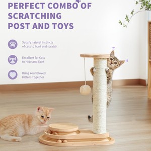 Solid Wood Cat <b>Scratching</b> <b>Post</b> With Sisal Rope And Toy For Kittens And Cats - Product Image 1
