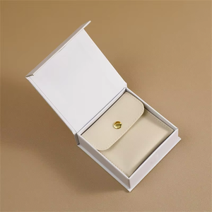 Eco-friendly Customized Luxe Discreet Magnetic Flip Jewelry <b>Boxes</b> With <b>Matching</b> Snap Button Leatherette Pouches - Product Image 3