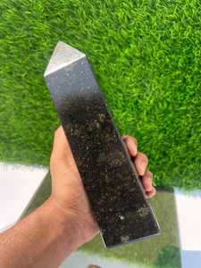 Obelisco de cristal de obsidiana negra elegante, torre de piedra de protección espiritual curativa tradicional hecha a mano para otras artesanías de cristal - Product Image 6