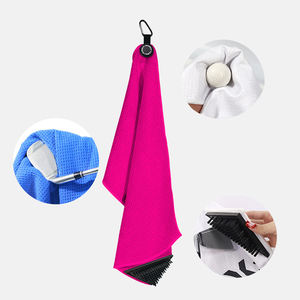 Serviette de golf magnétique avec brosse de nettoyage 2-en-1, nettoyeur de balles en microfibre gaufrée avec brosse intégrée pour clubs - Product Image 6