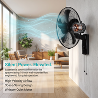 Ventilador de Pared Comercial de 16 Pulgadas, Oscilante, 3 Velocidades, con Cordón, Protector Metálico, para Restaurante