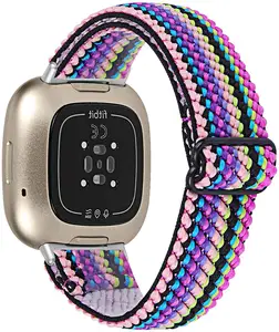 Tali Melar Loop Kompatibel dengan Fitbit Versa 3 Fitbit Sense Dapat Disesuaikan Lembut Elastis Peregangan Tali Gelang