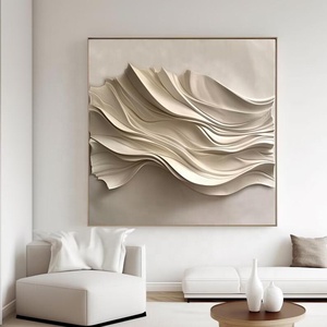 Quá khổ trắng ngang tường sơn hiện đại tối giản trừu tượng 3D kết cấu khắc gỗ lớn tường treo điêu khắc nghệ thuật - Product Image 6