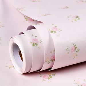 Papier peint floral auto-adhésif, motif de roses bleu clair et rose, pour chambre à coucher, dortoir, autocollant mural auto-adhésif lavable - Product Image 3
