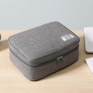 Bolsa digital rectangular de poliéster, estuche de almacenamiento para cables y cargadores, organizador de oficina, gris - Product Image 1
