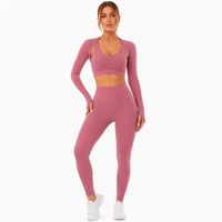 Ensemble de yoga 3 pièces pour femme : Shrug à manches longues, soutien-gorge de sport dos nageur et leggings taille haute, couleur unie, détails ajourés, tenue de sport