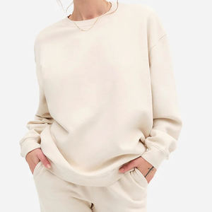 Felpa in Pile Biologico da Donna Personalizzabile Oversize in Puro Cotone Pullover Girocollo Naturale Abbigliamento Donna - Product Image 1