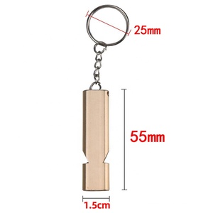 Silbato de Supervivencia de Alta Frecuencia de Doble Tubo, de Aleación de Aluminio Plano, Herramienta de Rescate, Llavero Metálico para Camping, Senderismo y Entrenamiento de Aves - Product Image 4