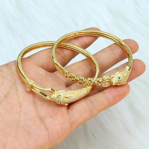 Leo Pard Head Bracelet Adjustable 18K Filled <b>Bangles</b> Twisted Punk Zirconia <b>Bangles</b> - Product Image 5