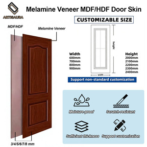 Revêtement de porte moulé en mélamine à grain de bois de haute qualité, panneau de porte pré-fini en HDF/MDF, étanche, pour le marché italien et français - Product Image 3