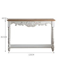 Table console de style américain/européen en bambou sculpté pour salon, hall d'entrée, vintage, blanc vieilli, pour couloir d'hôtel