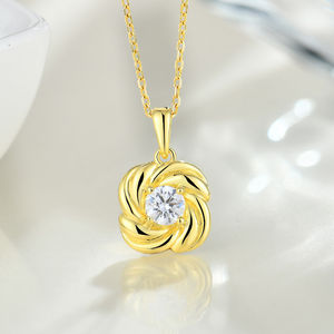 YILUN Pendentif <span class=keywords><strong>fleur</strong></span> d'été classique pour femme Zircon cubique plaqué or Pendentif à breloque en argent sterling 925 Bijoux - Product Image 2