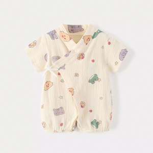 Vêtement de nuit pour bébé en coton biologique à fermeture éclair, 12 couleurs unies, pour bébé nouveau-né, tout-petit, en gros - Product Image 3