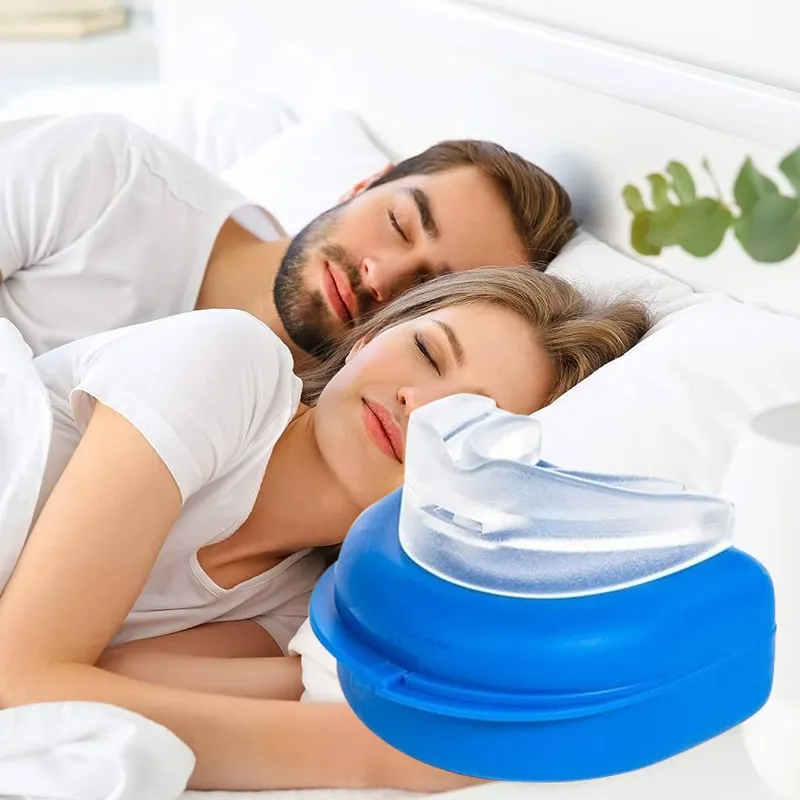 Protetor de silicone anti-ronco para boca e respiração, dispositivo personalizado para frear os dentes, bandeja de silicone para dormir, dispositivo anti-ronco