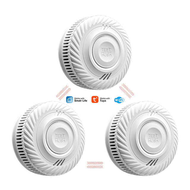 Wholesale 868MHZ Photoelectric Tuya Fire Smart Smoke Leak Detector Sensor EN14604 Wireless Interlink Wifi Smoke Alarm