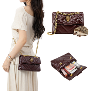 Bolso de Hombro Impermeable para Mujer, Estilo Vintage Preppy, con Logotipo de <span class=keywords><strong>Erizo</strong></span>, Cadena y Solapa, Gran Capacidad, Correa de 45-55cm, ¡Oferta Caliente en el Reino Unido! - Product Image 3