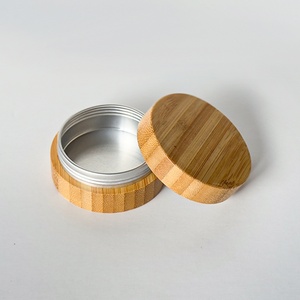 Emballage cosmétique naturel en métal, boîtes en aluminium et bambou, pots cosmétiques en aluminium et bambou avec couvercle en bambou - Product Image 3