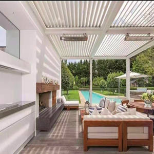 Couverture <span class=keywords><strong>de</strong></span> <span class=keywords><strong>piscine</strong></span> Kits <span class=keywords><strong>de</strong></span> système <span class=keywords><strong>de</strong></span> toit à persienne étanche Gazebo extérieur Jardin Pergola en aluminium Taille personnalisée avec store enrouleur - Product Image 6