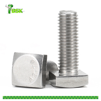 GB35 ASME B18.2.1. Perno de Cabeza Cuadrada Plana de Acero al Carbono y Acero Inoxidable SAE J429 1/4-20~1-8, Rosca Cuadrada M6, 4 Pernos