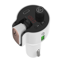 Transmisor FM para Auto G52 BT 5.0 Manos Libres, Auriculares Inalámbricos Desmontables, Cargador USB Tipo-C de Doble Puerto QC3.0, Reproductor MP3, Alcance de 10m