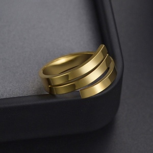 Minimalist Custom Wholesale Funky Big Jewelry <b>Rings</b> Waterproof Stainless Steel 14k 18k <b>Gold</b> Plated Women's <b>Ring</b> for Women <b>Men</b> - Product Image 3