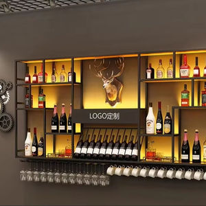 Estantería Industrial de vino tinto, mueble creativo montado en la pared, gabinete de vino, estante de exhibición de hierro para restaurante, barra de viento Industrial - Product Image 5