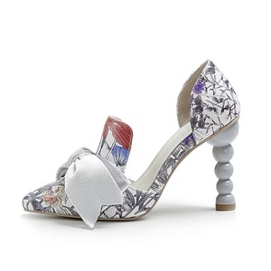 Pearl Beads High Heels Women Stiletto on <b>Shoes</b> Blue Velvet Sandals Real Leather Print Dress <b>Shoes</b> - Product Image 2