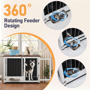 Blanc Rectangle Bois Plateau En Plastique Chien Chenil Caisse Meubles Cage avec Table Intérieur - Product Image 2