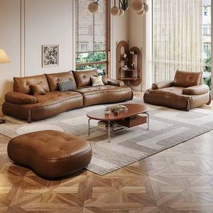 Lujoso Sofá Vintage de Cuero Sintético Estilo Retro con Relleno de Terciopelo Máximo Confort para el Hogar Sala de Estar Muebles para Hoteles - Product Image 2