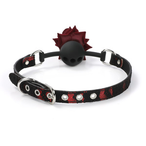 Juguetes sexuales para adultos SM: Cinta de silicona con encaje, bola perforada, tapón bucal de rosa, instrumento de tortura para entrenamiento de esclavas femeninas - Product Image 3
